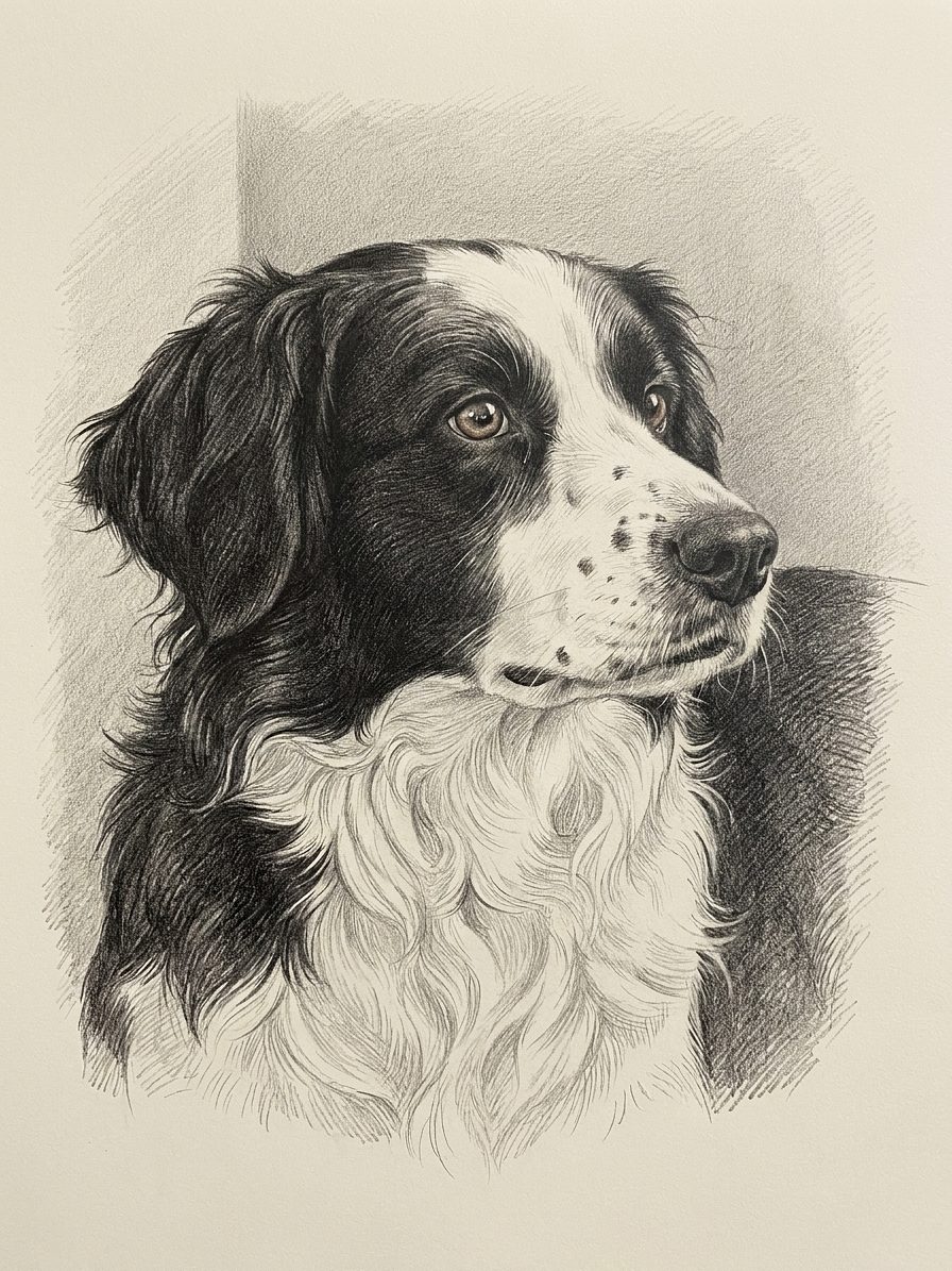 Lola drawn in fine graphite pencil on cream paper